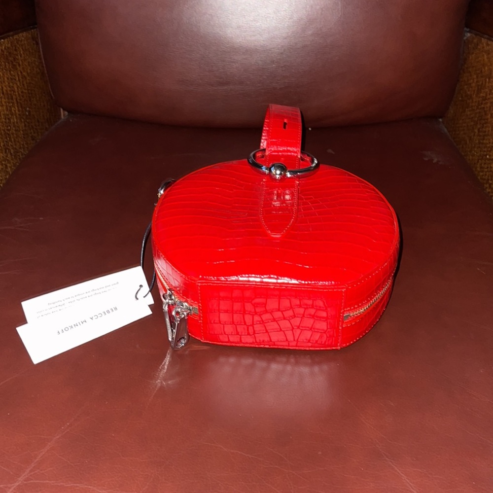 Rebecca Minkoff Kate Circle Bag Crocodile Embossed Leather In Red - Picture 5 of 8